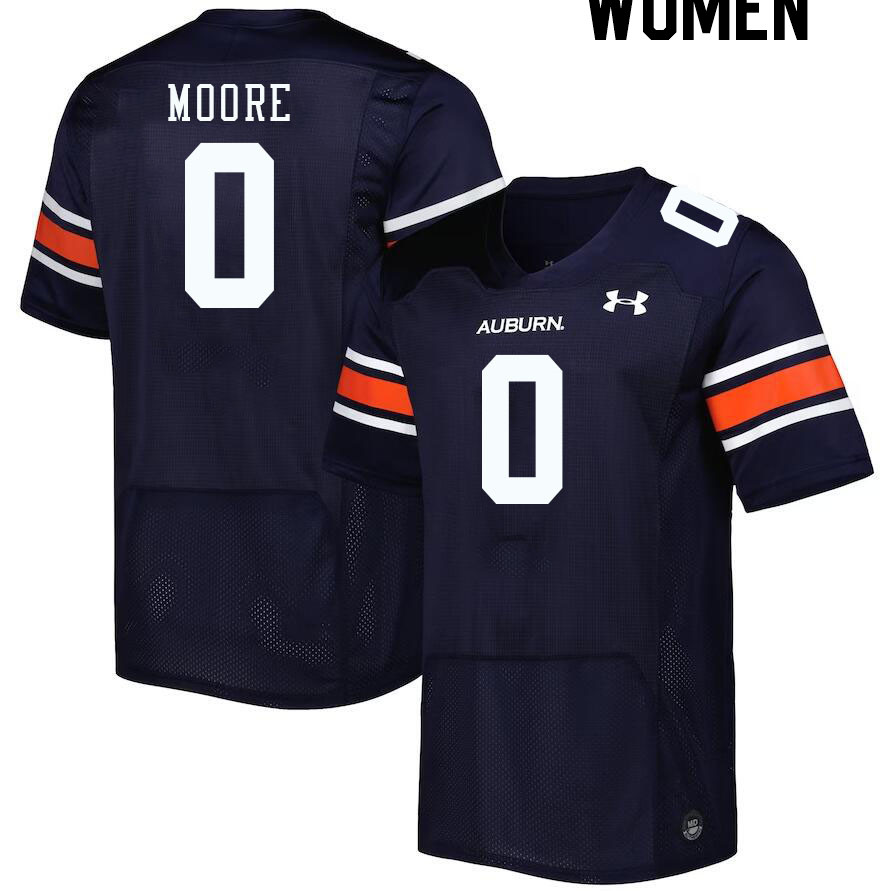 Women #0 Koy Moore Auburn Tigers College Football Jerseys Stitched-Navy - Click Image to Close